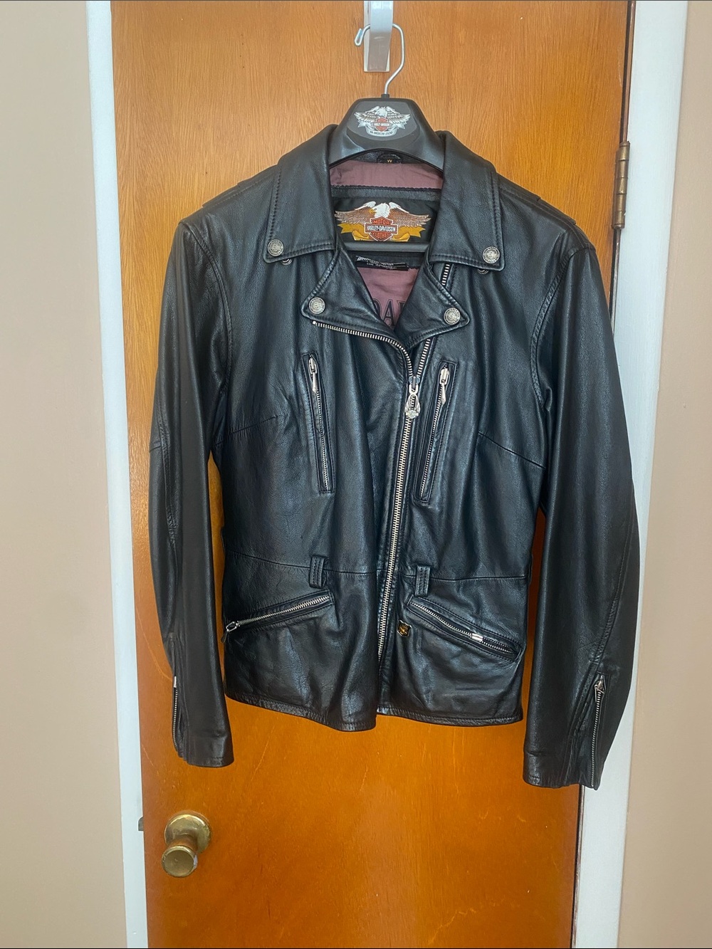 VINTAGE ~Harley Davidson genuine Black Leather Motorcycle Jacket -